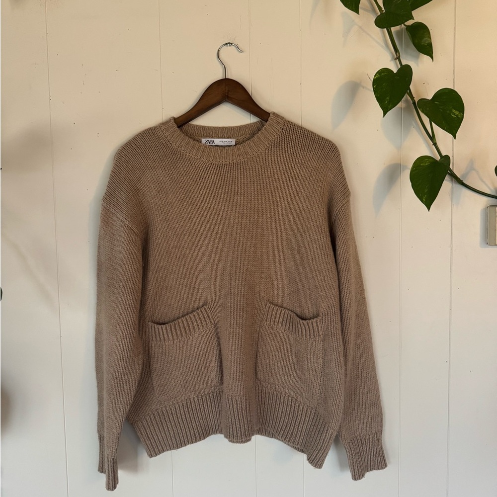 Zara Tan Knit Pullover - image 1
